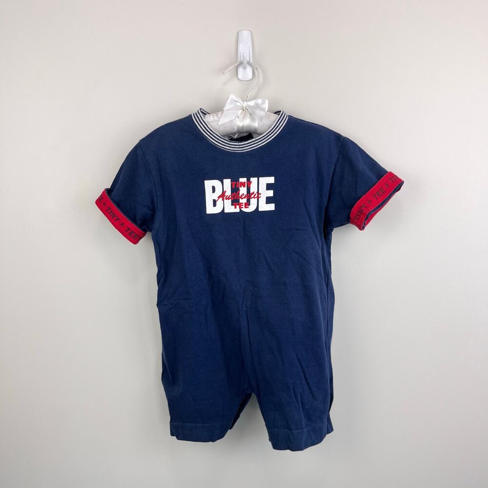 Vintage Children's Place Tiny Tee Authentic Blue Shortall Romper 12-18 Months